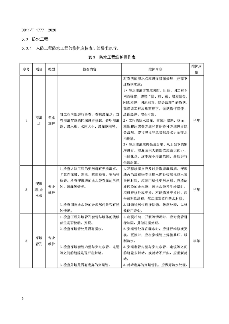 人民防空工程维护技术规程